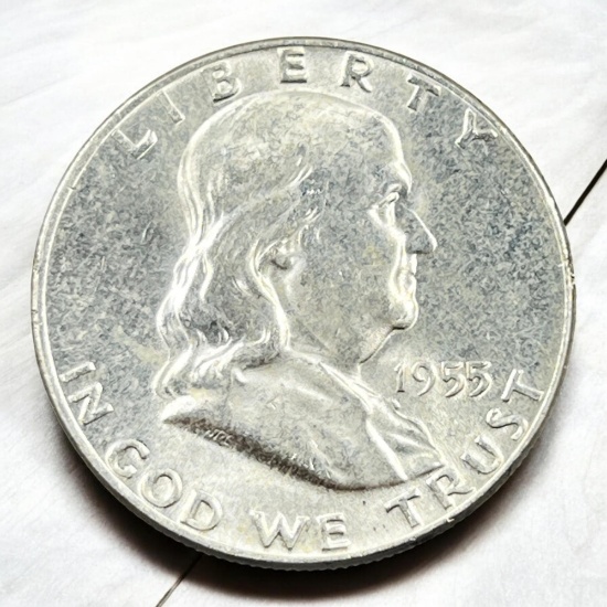 1955 Franklin Half Dollar, 90% Silver