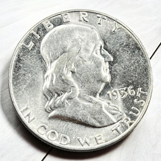 1956 Franklin Half Dollar, 90% Silver