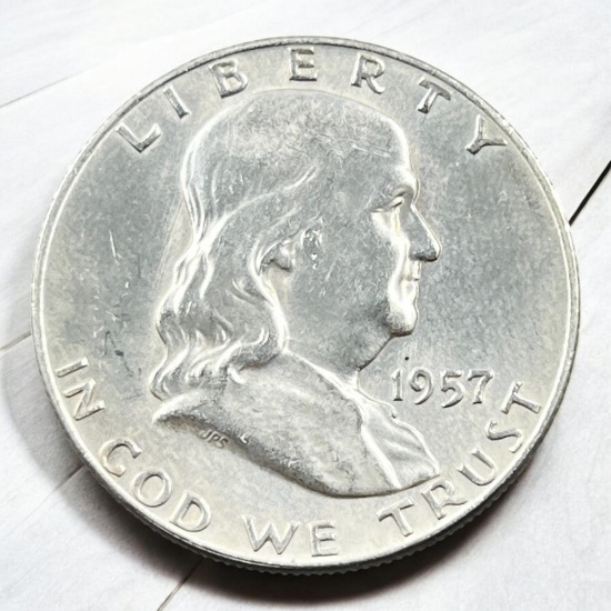 1957-D Franklin Half Dollar, 90% Silver