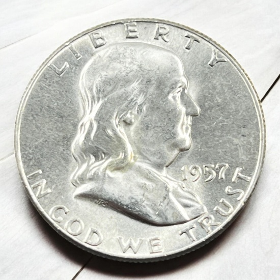 1957 Franklin Half Dollar, 90% Silver