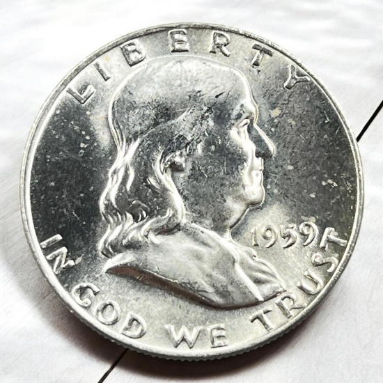 1959-D Franklin Half Dollar, 90% Silver