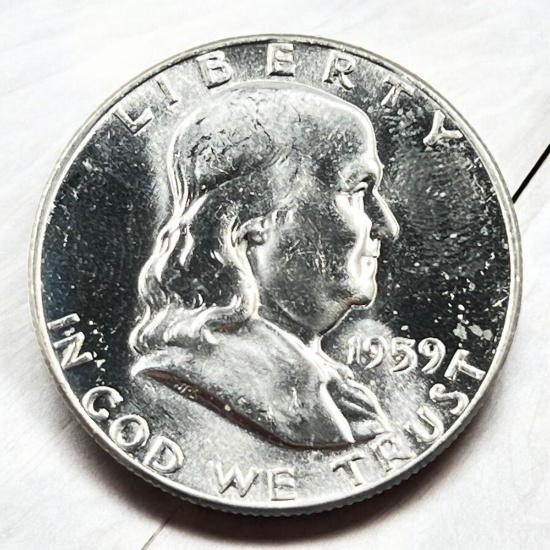 1959 Franklin Half Dollar, 90% Silver