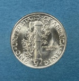 1945 US Mercury Dime, BU