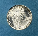 1945-S US Mercury Dime, Full Split Bands, BU