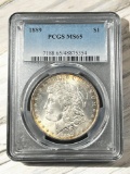 1889 Morgan Silver Dollar, 90% Silver in MS65 PCGS Holder
