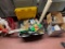 Tote , 2 Boxes, Bucket of Handles, misc hardware & tools, commercial plumbing supplies and more