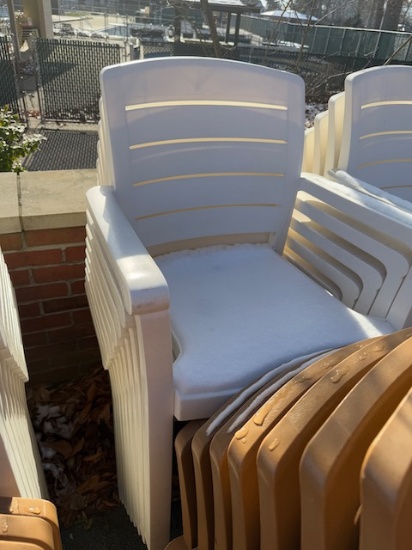 9- White Plastic Patio Chairs