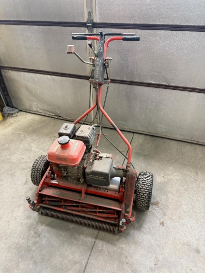 Jacobsen 22 inch reel mower, T handle, Operator Present Clutch, 4 HP Honda Engine, 9 blade reel