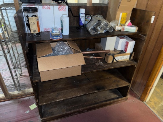 Wooden Shelf 48" wide x 48" tall x 20" deep, does not include contents