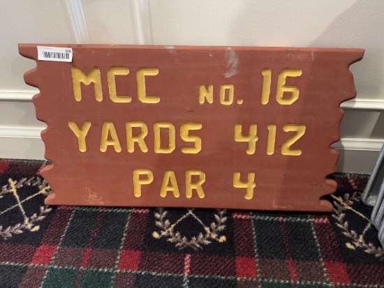 Vintage MCC Golf Course Hole Sign -  No. 16 par 4