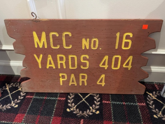 Vintage MCC Golf Course Hole Sign -  No. 16 par 4