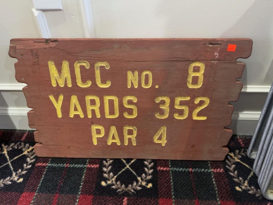 Vintage MCC Golf Course Hole Sign -  No. 8 par 4