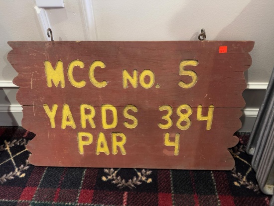 Vintage MCC Golf Course Hole Sign -  No. 5 par 4