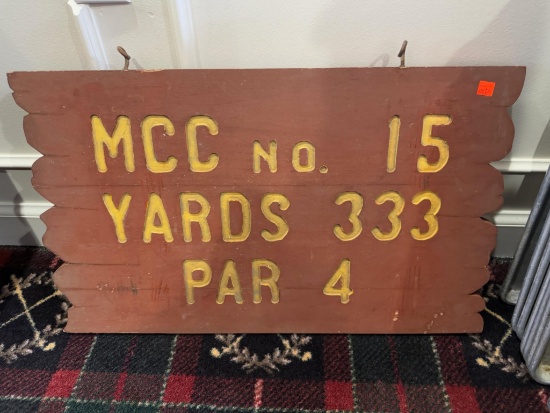 Vintage MCC Golf Course Hole Sign -  No. 15 par 4