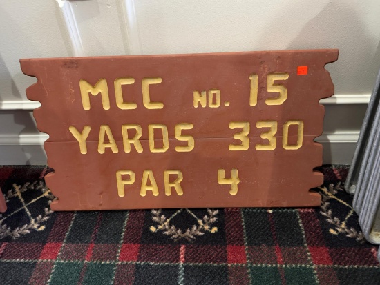 Vintage MCC Golf Course Hole Sign -  No. 15 par 4