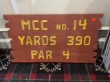 Vintage MCC Golf Course Hole Sign -  No. 14 par 4