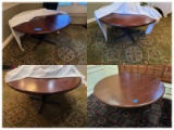 4- 53 inch wooden veneer pedestal tables, sells times the money