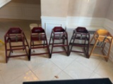 5- wooden restaurant style high chairs