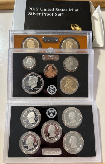 2012-S US SILVER Proof Set, includes 5 Silver Quarters, Silver Half and Silver Dime