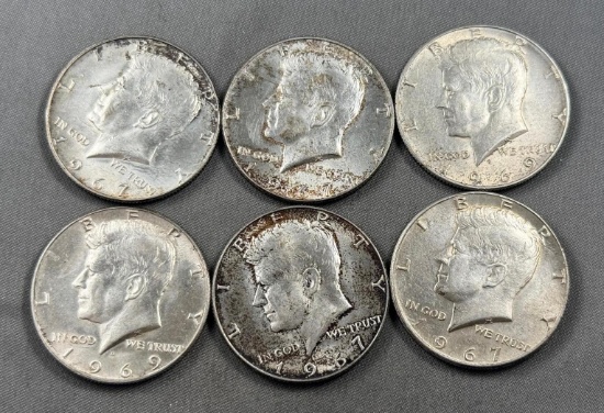 6- 40% Silver Kennedy Half Dollars, sells times the money
