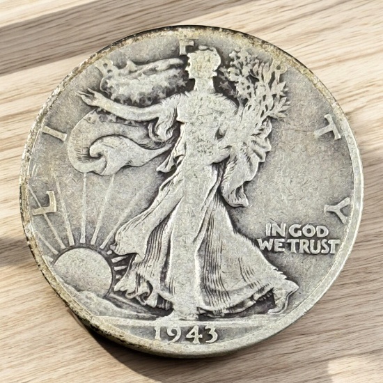 1943-D US Walking Liberty Half Dollar, 90% Silver