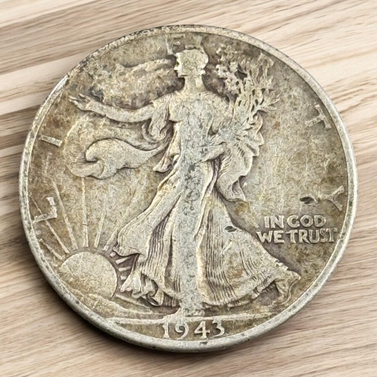 1943 US Walking Liberty Half Dollar, 90% Silver