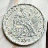 1890 Seated Liberty Dime. FULL LIBERTY