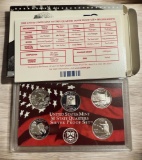 2008 US Proof Silver Quarter Set, includes 5 Silver Quarters
