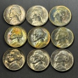 9- 35% Silver War Nickels, sells times the money