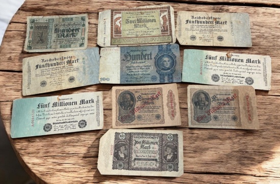 10- Antique Foreign Banknotes, see pics for notes included, sells times the money