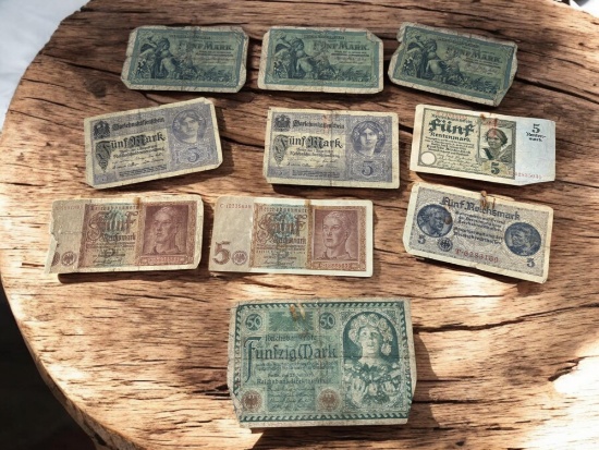 10- Antique Foreign Banknotes, see pics for notes included, sells times the money