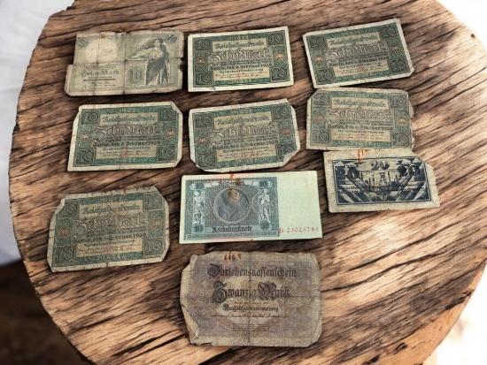 10- Antique Foreign Banknotes, see pics for notes included, sells times the money