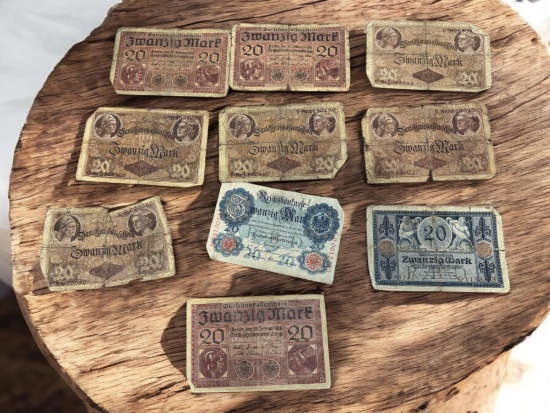 10- Antique Foreign Banknotes, see pics for notes included, sells times the money