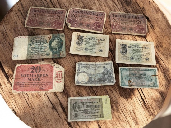 10- Antique Foreign Banknotes, see pics for notes included, sells times the money