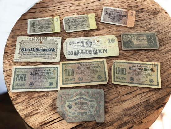 10- Antique Foreign Banknotes, see pics for notes included, sells times the money