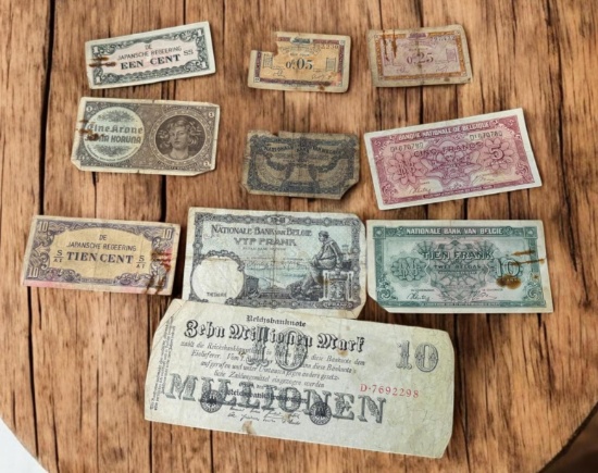 10- Antique Foreign Banknotes, see pics for notes included, sells times the money