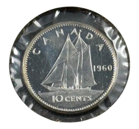 1960 Silver Canada Dime, proof like, nice looking coin