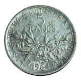 France 5 Francs 1964 83.5% silver