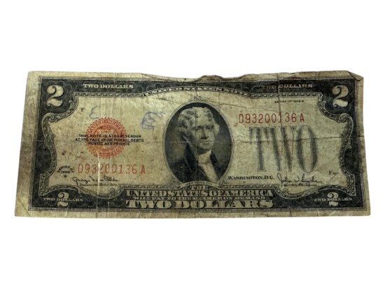 1928G Red Seal $2.00 United States Banknote