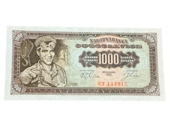 1963 Yugoslavia 1000 Dinara Banknote, UNC