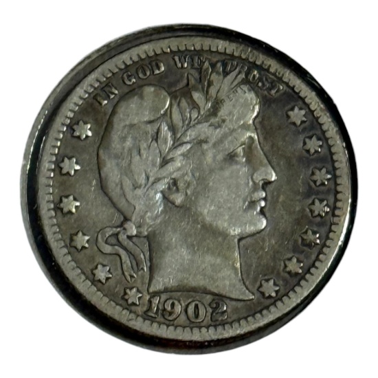 1902-O US Barber Quarter Dollar, 90% Silver