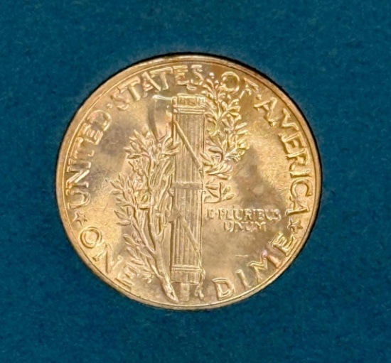 1945 US Mercury Dime, 90% Silver, CHOICE BU