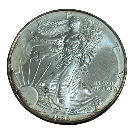 KEY DATE 1996 US Silver Eagle Dollar Coin, .999 Silver