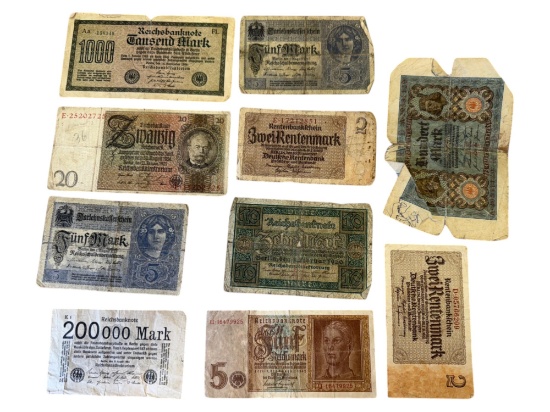 10- Early German Banknotes, sells times the money