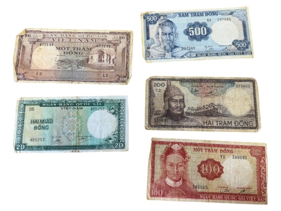 5- Vietnam Vintage Banknotes, sells times the money