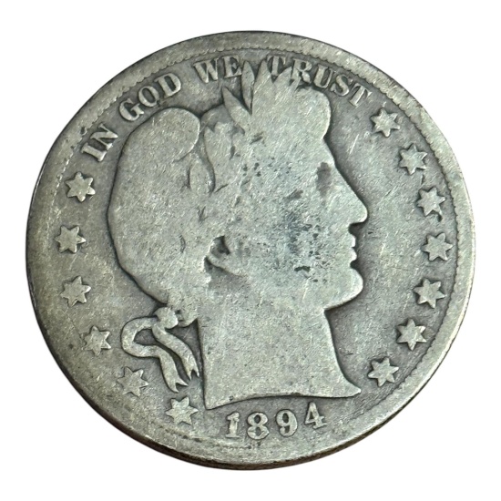 1894-S US Barber Half Dollar, 90% Silver