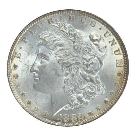 1882 Morgan Silver Dollar, 90% silver, in Holder, nice looking coin