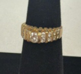14K stamped Ring w/ diamonds, size 5.25, weighs approx 6.39 grams