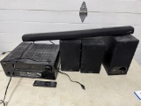 LOCAL PICKUP ONLY-Surround Sound w/ONKYO TX555 Receiver (powers on) & 3 Speakers & Ryan Sound Bar
