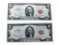 2- 1963 Red Seal $2.00 Notes, UNC w/ sequential serial numbers